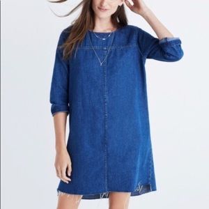 Made well denim raw edge shift dress
